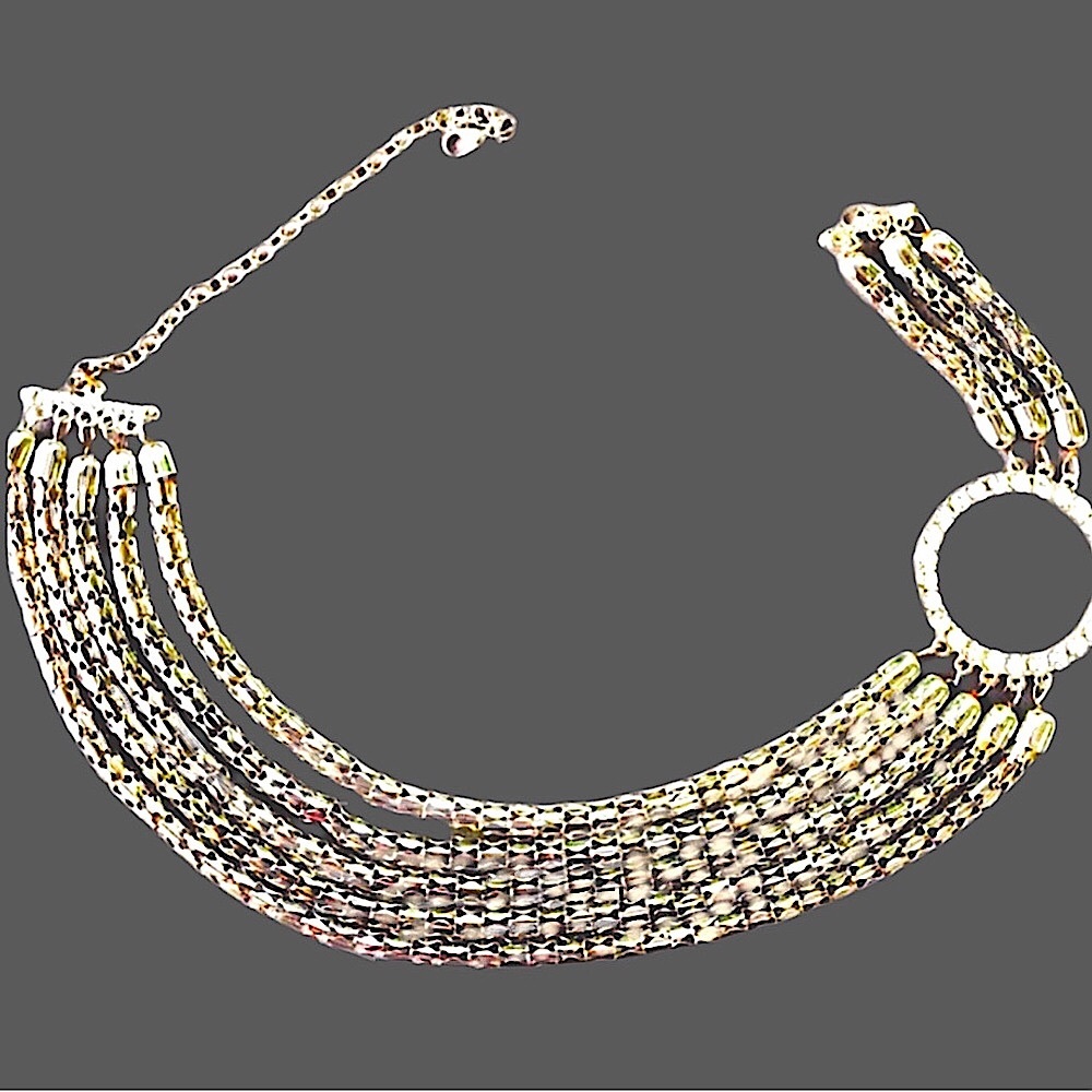 Lightweight Vintage SilverTone Asymmetrical Choker Necklace